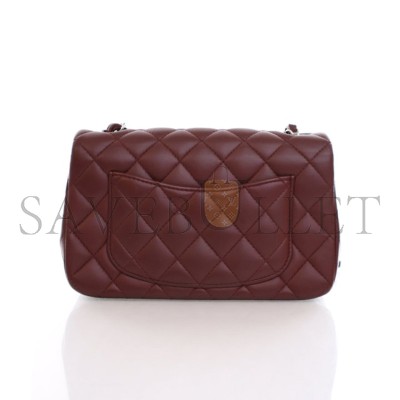CHANEL MINI CLASSIC FLAP BAG BURGUNDY LAMBSKIN A01116 (20*13*6cm)